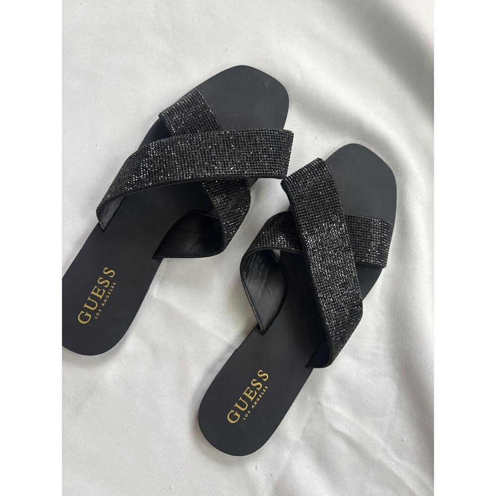 Guess Los Angeles Rhinestone Slide Sandals ✨ new - Picture 3 of 13